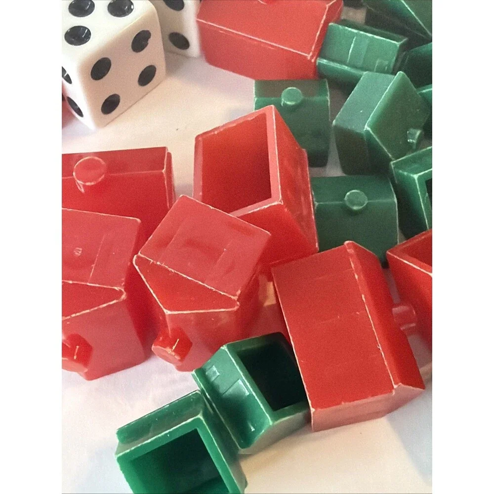 Monopoly Game Replacement Parts Hotels and Houses and Dice